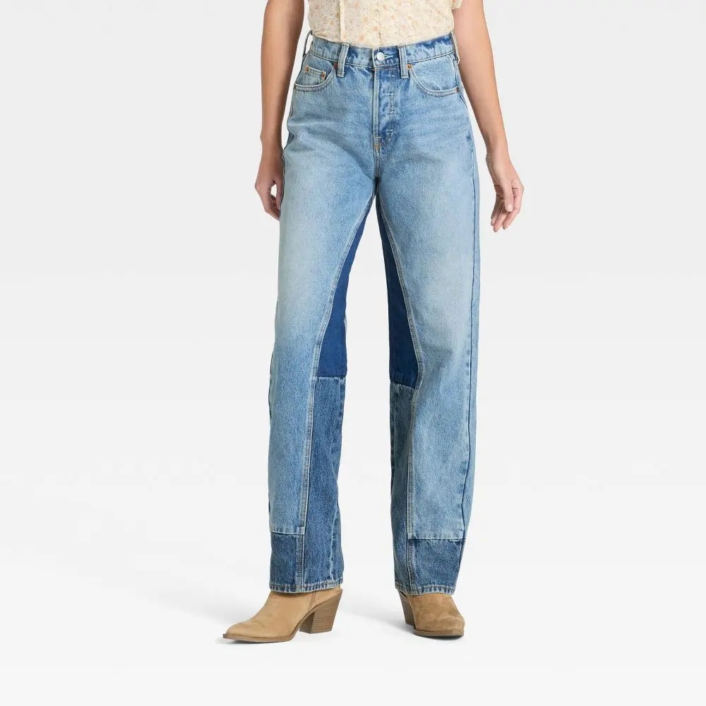 Women's Mid-Rise 90's Baggy Patchwork Jeans - Universal Women's Mid-Rise 90's Baggy Patchwork Jeans - Universal