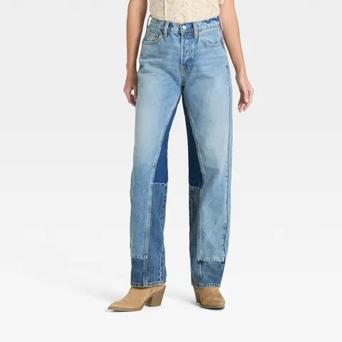 Women's Mid-Rise 90's Baggy Patchwork Jeans - Universal