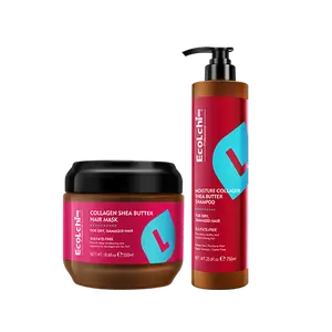 ECOLCHIPRO Collagen Shea Butter Hair Mask & Shampoo Set Natural Ingredients Collagen Deep Conditioning for Dry Damaged Hair 550ml Mask 750ml Shampoo Paraben-Free Sulfate-Free