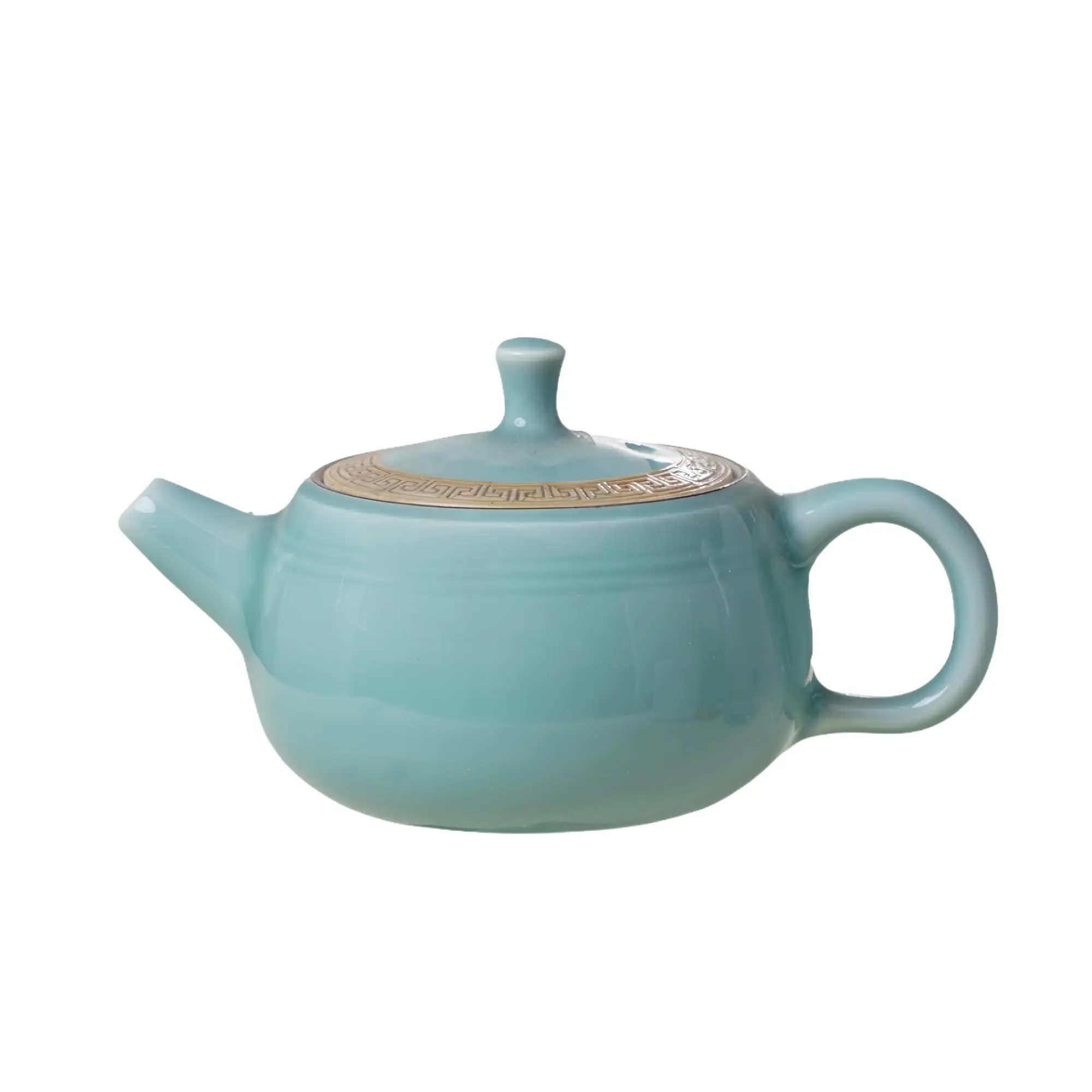 Handmade Celadon Teapot – Small Ceramic Gongfu Pot for Loose Leaf Tea – Oriental Zen Wabi-Sabi Teapot with Lid