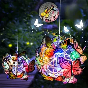 2PCS Solar Outdoor Colorful Butterfly Globe Lights, Garden Hanging Decoration Solar Lights, Holiday Mood Lights, 600mAh Battery, ip54 Waterproof, Suitable for Garden, Yard and Lawn Decoration, Halloween Christmas