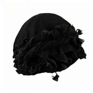 Men's streetwear-style tassel headwrap, hip-hop satin-lined durag, vintage breathable headwrap, and lightweight summer headwrap suitable for everyday street style.