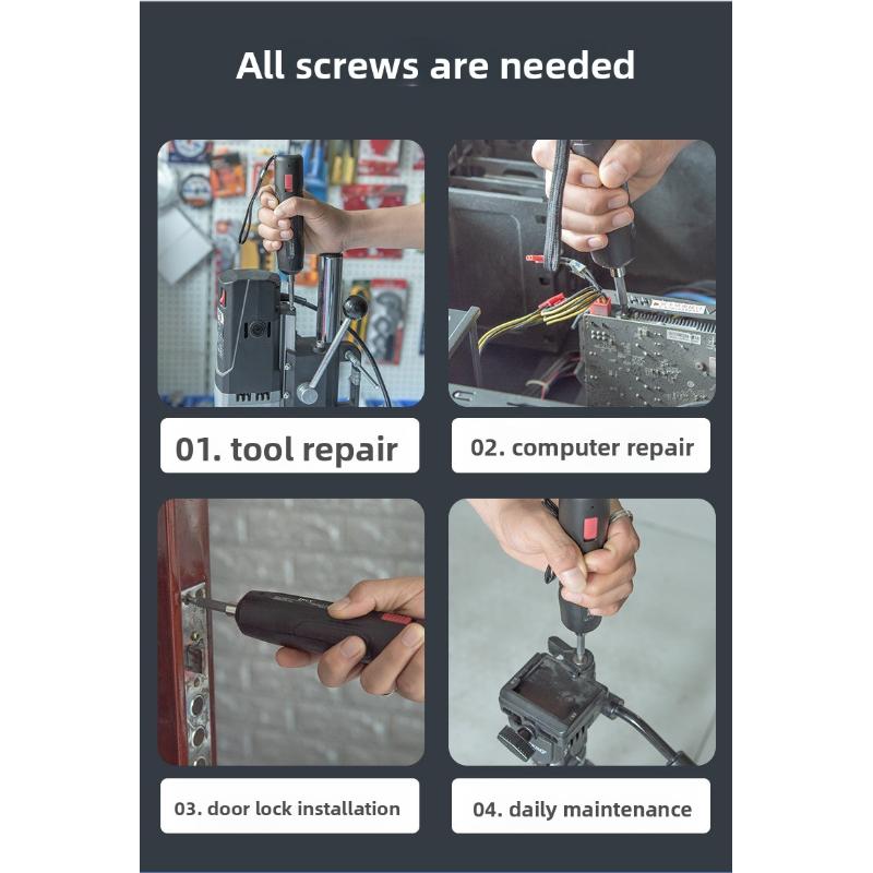 Multifunctional electric screwdriver with a portable straight handle, featuring manual and electric modes that can be switched freely—an essential tool for phone and computer disassembly, home appliance repair, and DIY assembly.