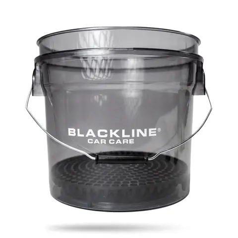 BLACKLINE Detailing 3.5 Gal (13248 ml) Black Plastic Bucket - Heavy-Duty Sturdy Bucket with Grit Guard, Grip-and-Go Handle, Paint-Safe Rinse, Cleaner Mitt, Ideal for Car Washing, Garage Use