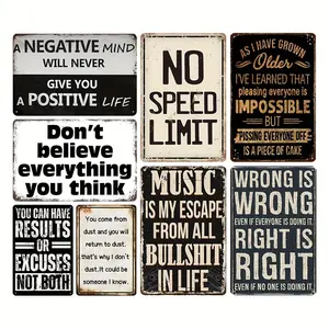 [Vintage Metal Tin Signs] 8pcs Vintage Metal Tin Signs - 12x8 Inch, Waterproof & Dustproof, Rectangular Hanging Decor - For Man Cave, Garage, Bar, Office