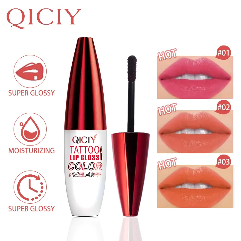 Gloss Peel Off Lip Tint, Wipe-On Colour Lipsticks, Tattoo Lip Glaze, Matte High Pigment Long Wear Waterproof - Lipgloss