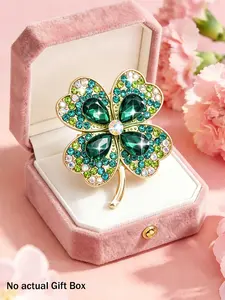 Four-Leaf Clover Brooch with gift box, 2026 spring and summer new style, elegant and fashionable. Wearing at banquets and holidays, Also be used as an accessory for autumn and winter sweaters and coats. Perfect as a birthday gift for family and friends.