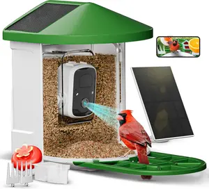 Smart Feeder with Camera, Dual Solar Panels Feeder Camera AI Identifies 11000+ Species, 1080P HD Auto Capture Video, Alert, Outdoor Gift Lover (Bird Feeder)