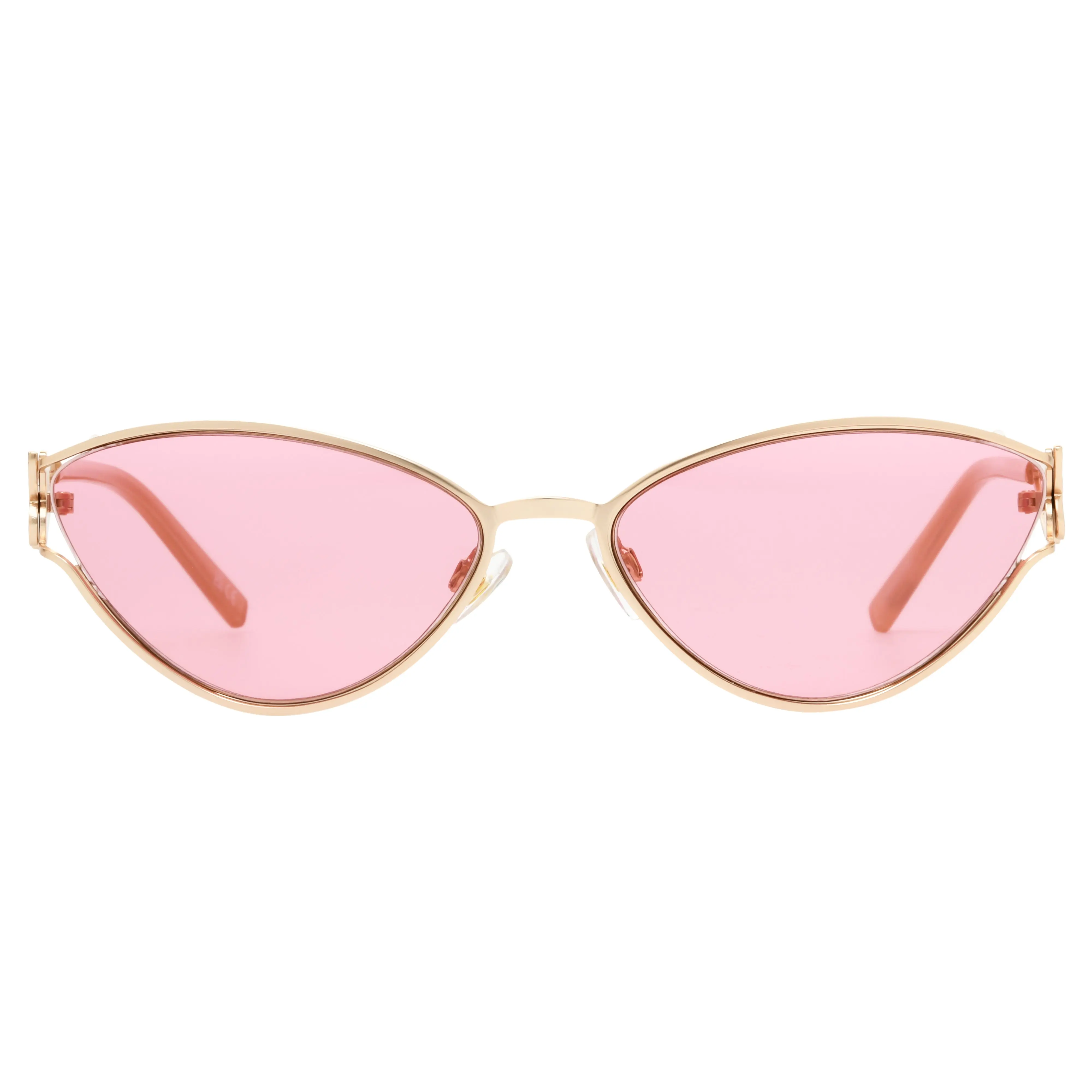 Glinda Ozmopolitan Chic Oval Celebrity-Inspired Women's Sunglasses, Rose Colored Glasses Lenses, Custom Vented Butterfly Vents, Scroll Detail, Lux Gifting Box, Glinda-Inspired Box