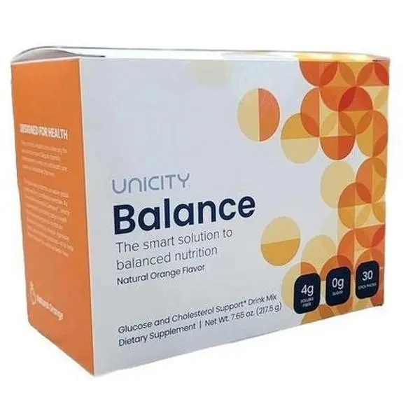 Unicity Balance Natural Orange Flavor Glucose and Cholesterol Support Drink Mix 30 Servings 7.05 oz