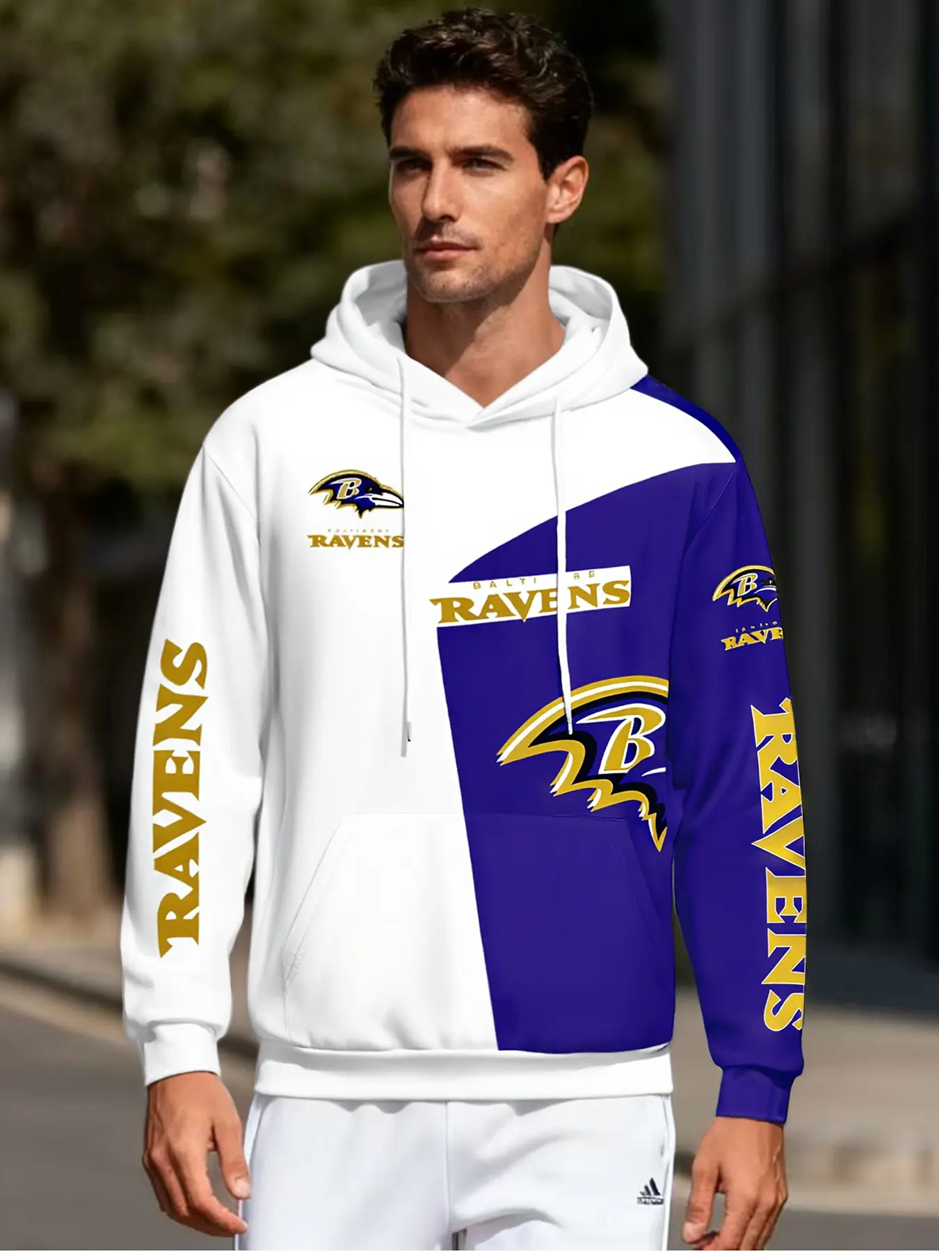 Men's Baltimore Ravens Hoodie, Sweatshirts, Official Nfl Fan Gear, Breathable Fabric, Best Gift, Fitted Sporty Casual Style, Geometric Pattern, Long Sleeve