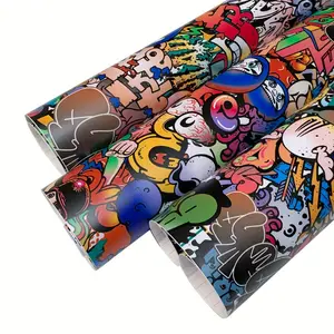 1 Roll 30x200cm/11.81x78.74in Car Vinyl Graffiti Film Self-Adhesive Paper for Rearview Mirror, Motorcycle & Bicycle DIY Customization Decoration Stickers - Waterproof and Scratch-Resistant Body Protection, Vehicle Customization, Vibrant Gra