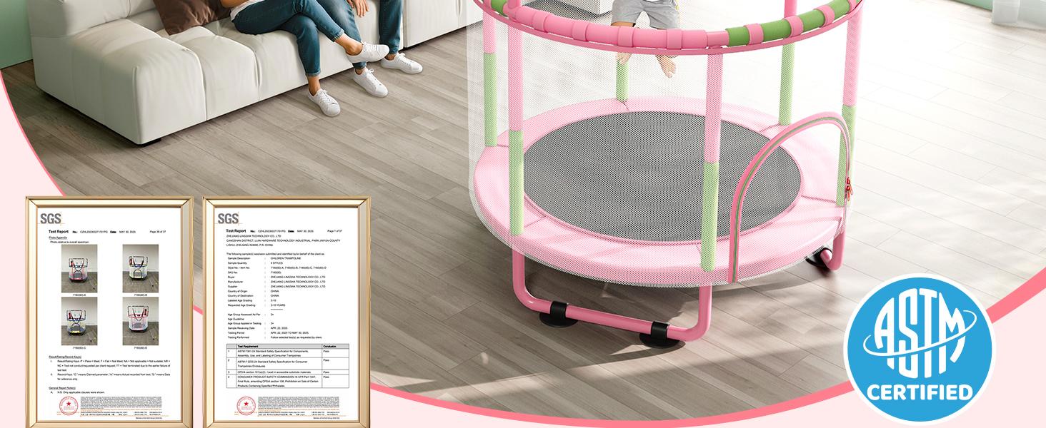 Yohood 55" Trampoline for Kids with Enclosure, 6-in-1 Toddler Trampoline Indoor Outdoor, Upgrade Full Anti-Rust Tube with Adjustable Gymnastics Bars for Boys Girls