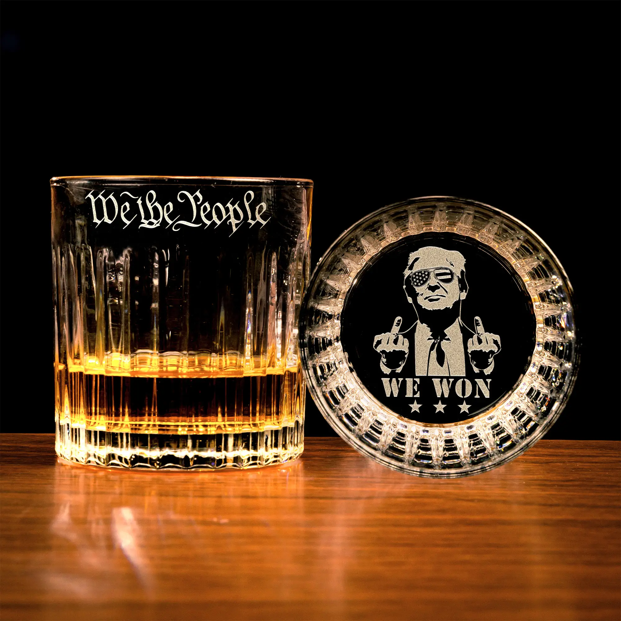 Engraved We The People Whiskey Glass, MAGA 11oz Rock Glass Gifts for Men