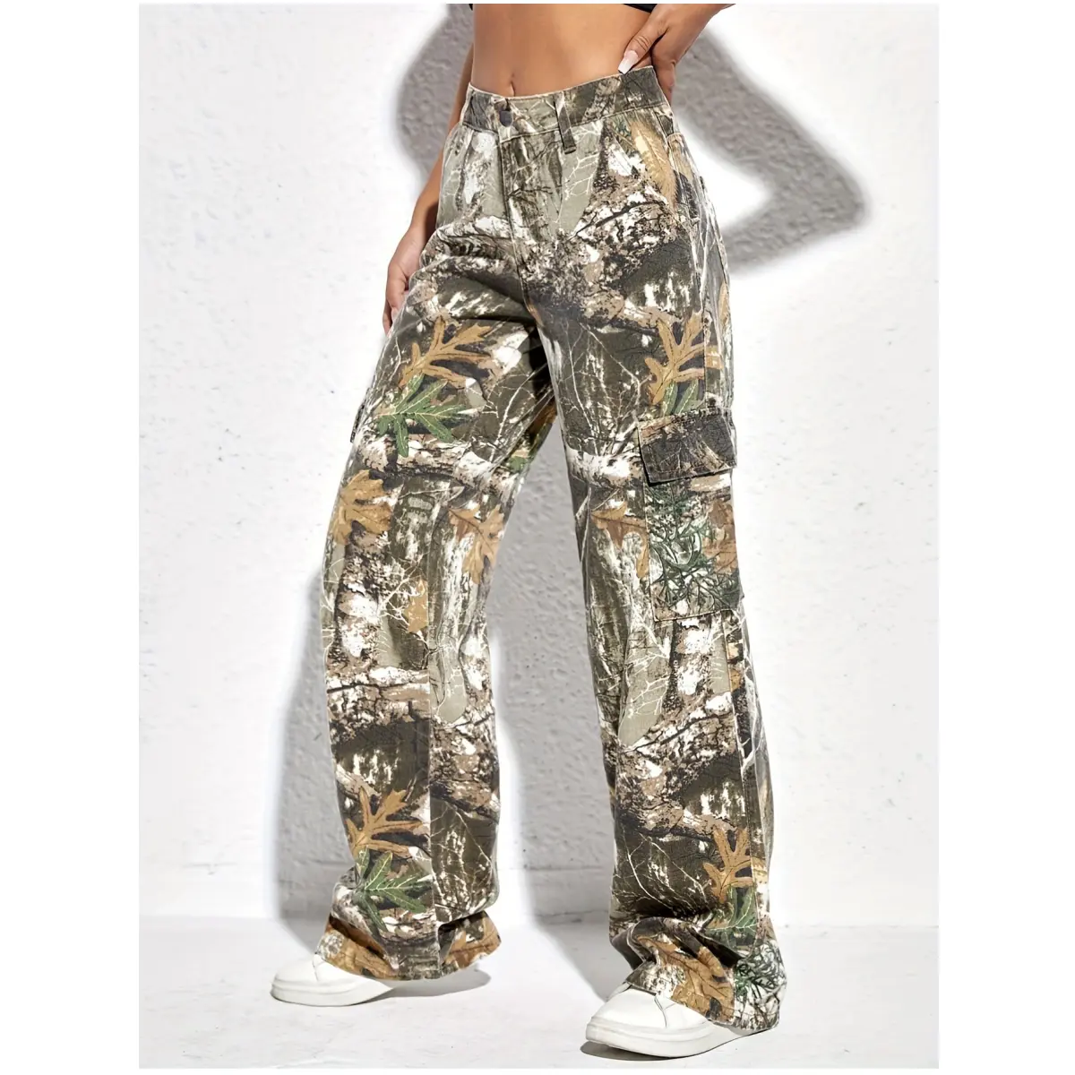 Women’s Camouflage Wide-Leg Cargo Pants – Loose Fit Streetwear, Dance Studio Joggers, Casual Fashion Trousers