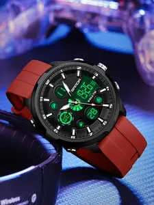 Men's Sportive Digital Analog Quartz Watch, Fashionable Digital Watch with Luminous Dial & Alarm Mode, Trendy Watch for Daily Life, with Box