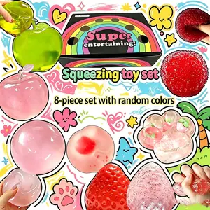 8-piece set of novel squeeze toys, hand sensory toys, three-dimensional cartoon ornaments, stress relieving, squeezing and venting toys, unlimited squeeze toys, holiday party gifts suitable for Easter decoration, Halloween, Christmas - random colors
