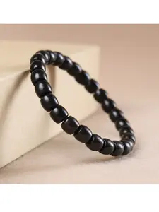 Teak Wood Bead Bracelet, 7x8mm X 26 Beads, Vintage Wooden Jewelry, Unisex, Smooth Texture, Perfect Gift for Friends and Family