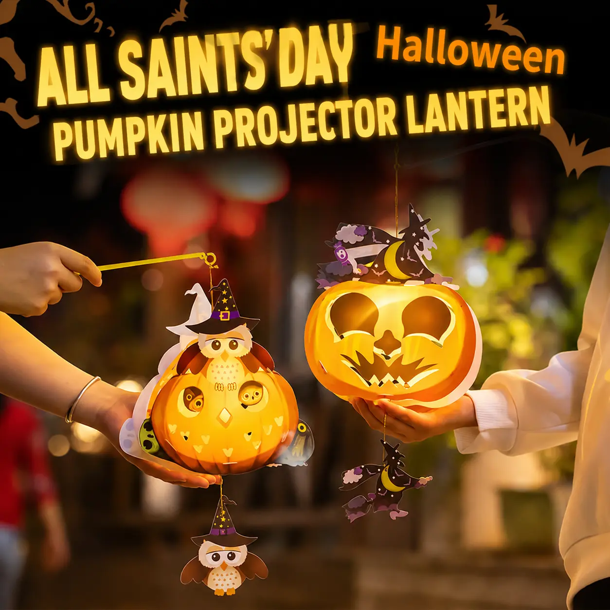 Halloween Pumpkin Lantern DIY Craft Kit for Kids, Glowing Jack O Lantern Hanging Decoration with Witch Design, Handmade Halloween Party Decor for Home, Classroom, Kindergarten & Holiday Activities