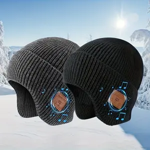Wireless Music Beanie Hat with Rechargeable LED Light, Wireless Headphone Cap, Lithium Polymer Battery, Outdoor Sports Activities