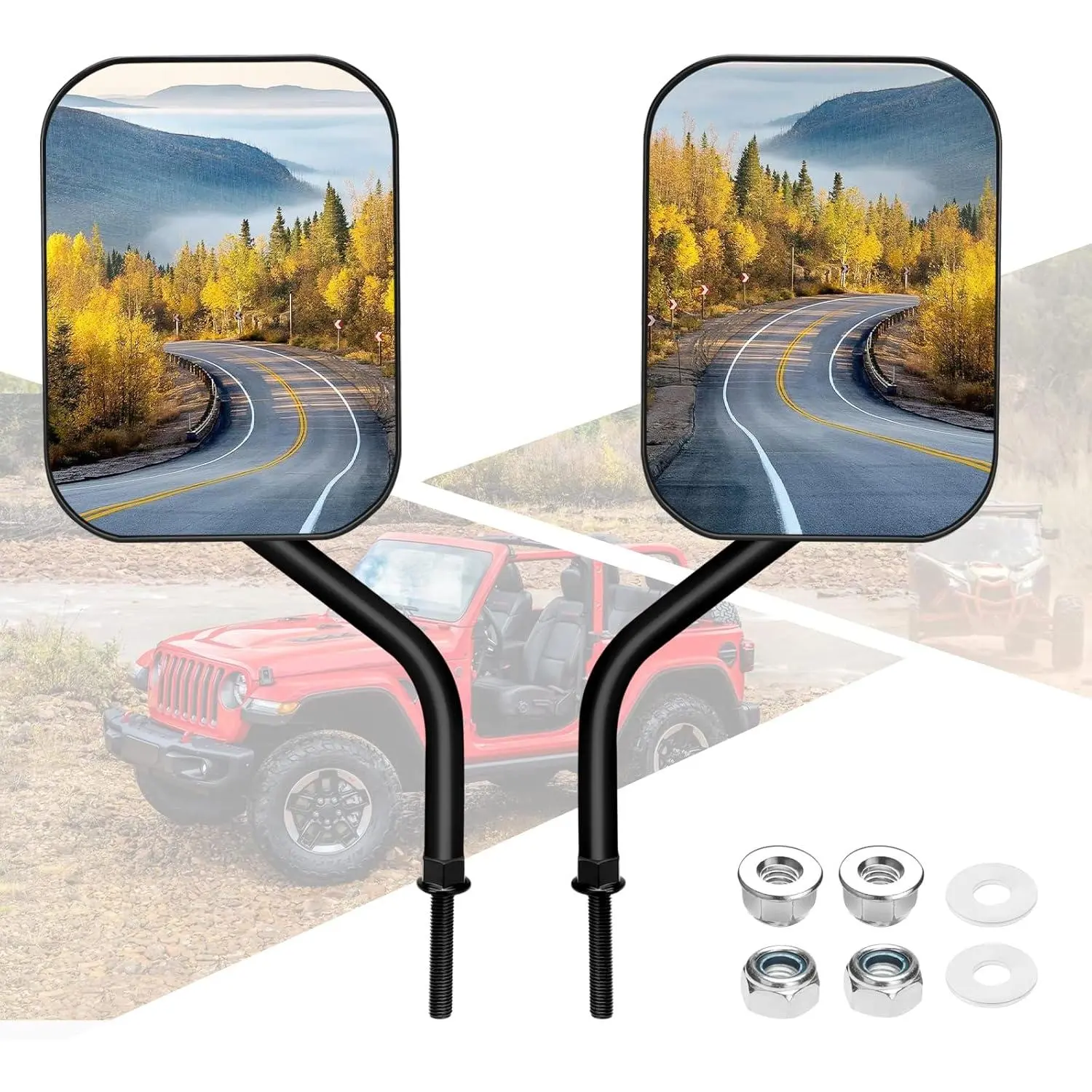 Doors Off Mirrors Compatible with Jeep Wrangler JK CJ JKU LJ JL & Unlimited - Door Hinge Side Mirrors compatible with Jeep for Doors Off Driving