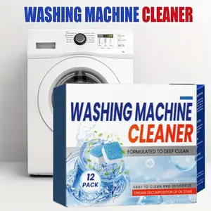 12-Pack Washing Machine Cleaning Tablets, Household Cleaner Remover for HE, Top-Loading and Front-Loading Washing Machines, Powerful Residue & Dirt Eliminator