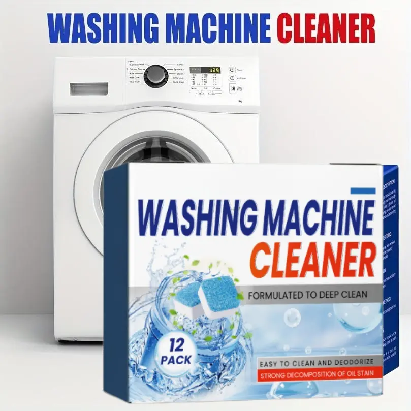 12-Pack Toxin-Free Deep Cleaning All-Purpose Washing Machine Cleaning Tablets, Household Cleaner for HE, Top-Loading, Front-Loading Machines, Powerful Residue & Dirt Eliminator, Deep Cleaning All-Purpose Cleaners