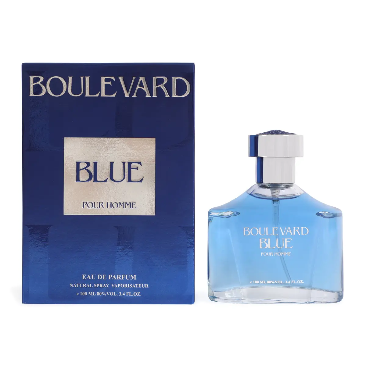 Boulevard Blue Eau de Parfum Natural Spray Cologne for Men 100ml/3.4fl.oz. - Floral, Warm Spicy, Powdery, Musky, Citrus, Fresh, Woody & Sweet Scent