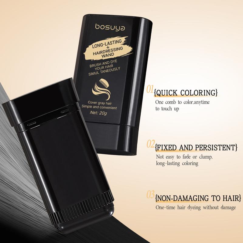 Bosuya Hair Dye Stick Comb - Waterproof & Sweatproof - Easy to Color - Portable - Fast Replenishment - Color Does Not Fall Out - Root Touch Up - Root Cover Up - Haircare #01 Black