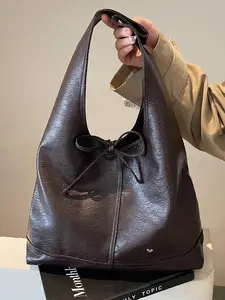 Women's Elegant Bowknot Design Tote Bag, Fashionable Large Capacity Shoulder Bag for Work & School, Casual Trendy Versatile High-quality Daily Commuting Bag