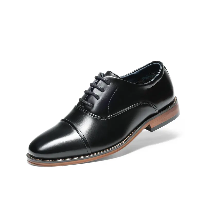 BRUNO MARC Junior Boys' Formal Cap Toe Synthetic Leather Oxfords - Fashion School Shoes, Dressy Enough for School, Cushioned Insole, Rubber Robust Sole, Solid, Size 11-12Y