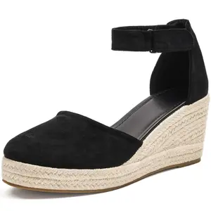 Womens Espadrilles Sandals, Closed Toe Platform for Women Ankle Strap Casual Comfortable Wedge Sandals