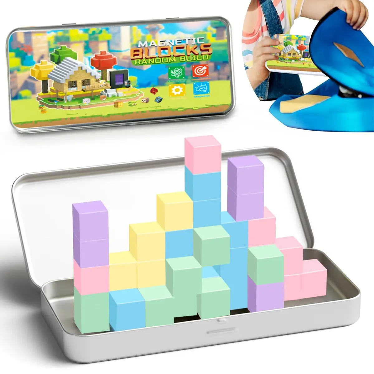 Macaron Magnetic Building Blocks, Rainbow-Colored Magnetic Cubes, Freely Buildable Toys for Architectural Games, Multi-functional Outdoor Toys, Holiday Gifts, Magnetic Building Set, Creative Magnetic Blocks