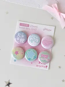6pcs Cute Kawaii Y2K Mini Badge Set, 25mm Round Cartoon Brooch Pin, Fashion Accessory for Backpacks & Clothes, Stylish Decorative Pins, Emblem Badge Decoration