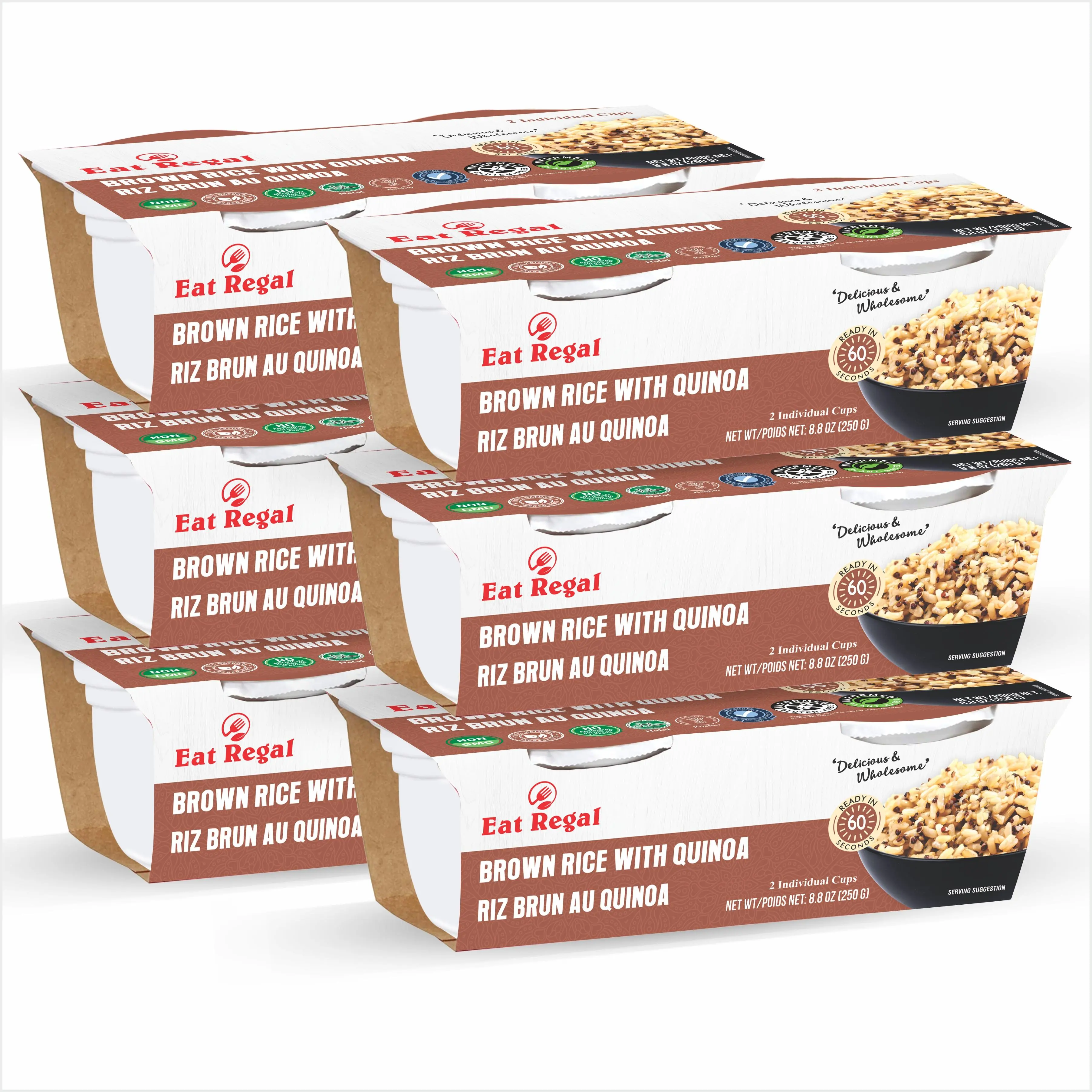 Eat Regal Flavored Rice, 2 Individual Cups, Pack of 6, Ready in 1 Minute (Pack of 6, Brown Rice with Quinoa)