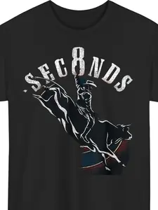 Cotton Western Cowboy Bull Riding T-Shirt - 8-Second Rodeo Rider & USA Flag Print, Short Sleeve Casual Ranch Wear for Rodeo Events & Everyday Outfits