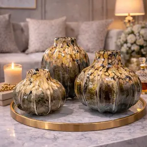 Leopard Brown Vase Set - Exotic Grace Trio with Matte Finish High-Quality Clay for Flowers & Plants Decor