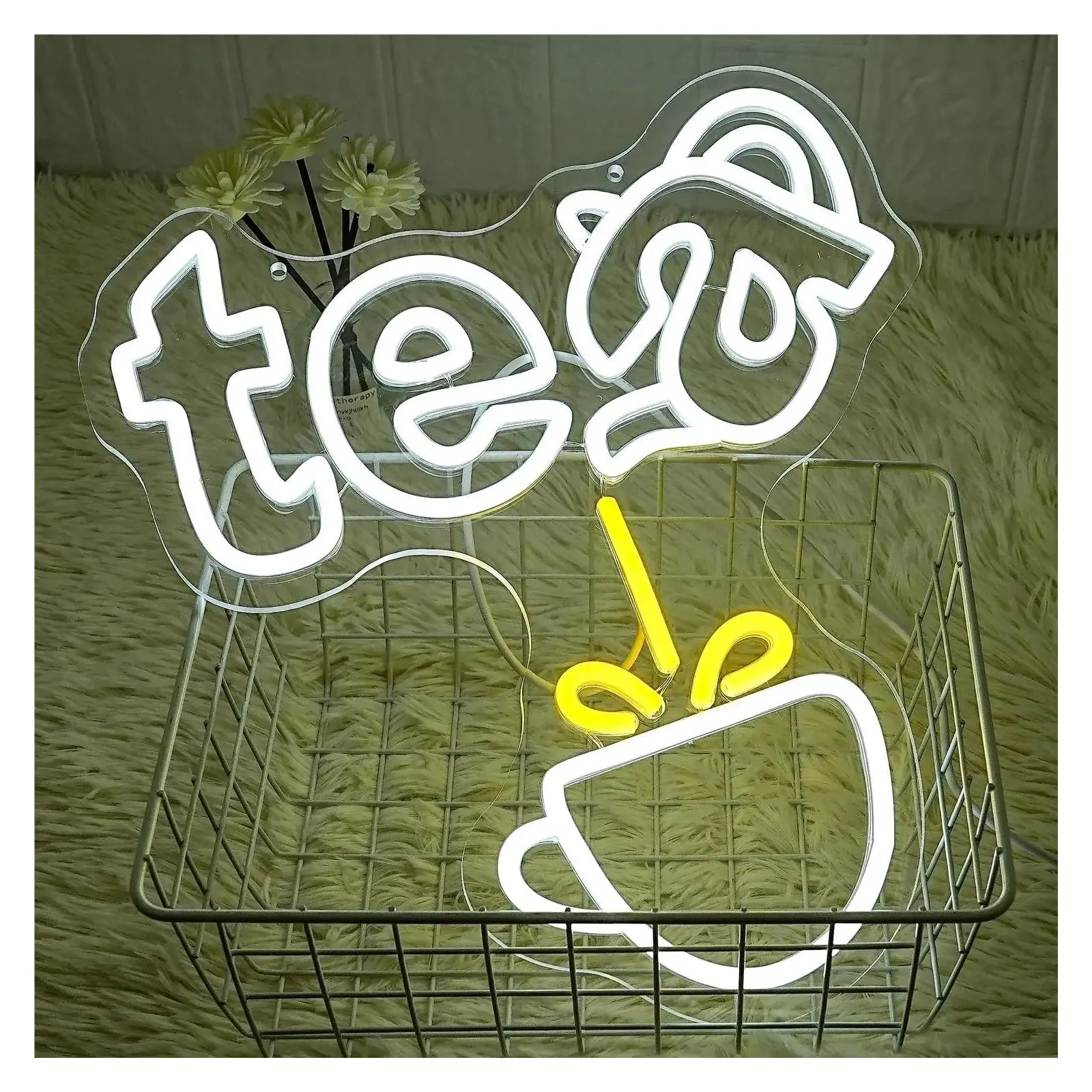 Sign Illuminated Tea Neon Sign Teapot LED Neon Light Hanging Dimmable For Coffee Station Teahouse Restaurants Bar Home Farmhouse Kitchen Decor 33x36.5cm Sign Illuminated