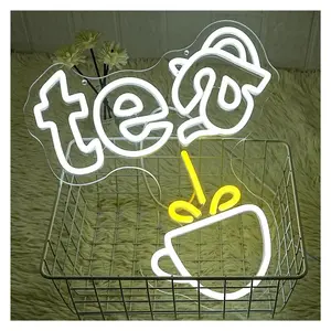 Sign Illuminated Tea Neon Sign Teapot LED Neon Light Hanging Dimmable For Coffee Station Teahouse Restaurants Bar Home Farmhouse Kitchen Decor 33x36.5cm Sign Illuminated