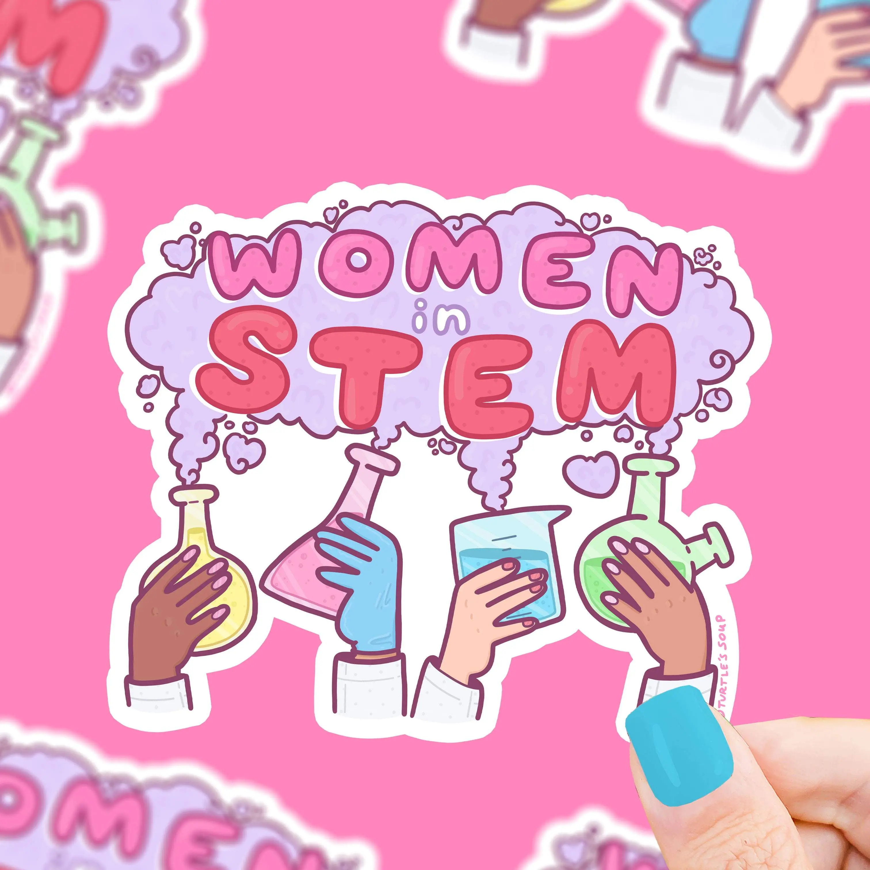 Turtle's Soup Women In STEM Science Laptop Decal Vinyl Sticker Waterproof Dishwasher Safe Decor Decorative