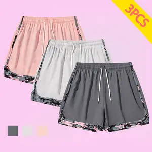 Women's 3-Pack Casual Athletic Shorts (Black, Dark Gray, Light Gray) - Built-in Liner, Drawstring Elastic Waistband for Running, Outdoor Sports