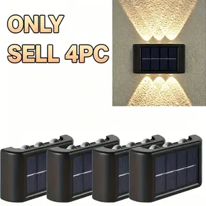 4 Packs, 6 LED Solar Up And Down Glow Exterior Wall Lights, Outdoor Lighting, Outdoor Wall Decoration Lights, Home LED Landscape Lights, Suitable for Outdoor, Courtyard, Villa, Fence, Terrace, Garden