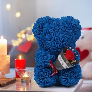 Handmade Flower Rose Teddy Bear Romantic Gift Box, Perfect for Couples, Mother，Valentine's Day, Anniversaries, Birthdays, Halloween, Cute Easter ，Mother's Day Gifts