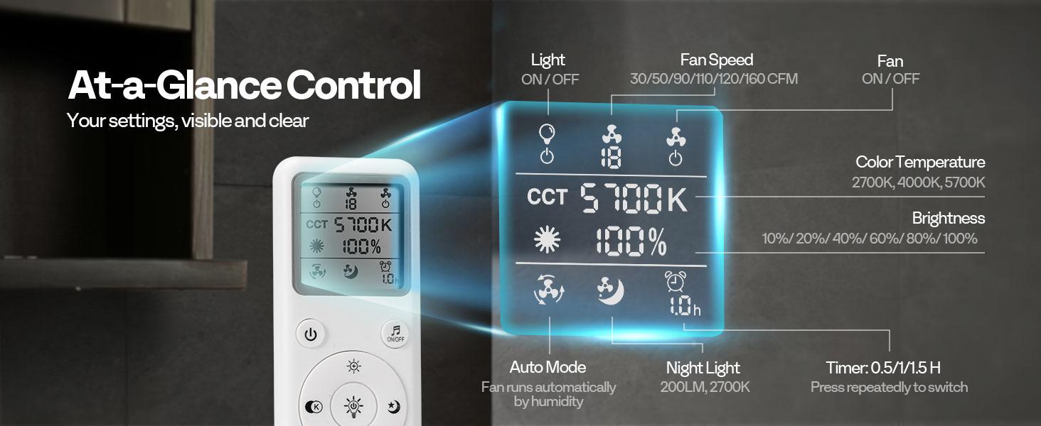 VIVOHOME 4-IN-1 AutoFlow Bathroom Exhaust Fan with RGB Light & Bluetooth Speaker & Humidity Sensor (30-110-160CFM) - 2700K/4000K/5700K LED Light, Energy-Saving EC Motor (Install Kit, 4-in Duct) VIVOHOME 4-IN-1 AutoFlow Bathroom Exhaust Fan with RGB Light & Bluetooth Speaker & Humidity Sensor (30-110-160CFM) - 2700K/4000K/5700K LED Light, Energy-Saving EC Motor (Install Kit, 4-in Duct)