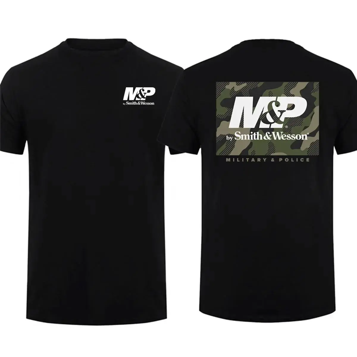 Smith & Wesson M&P Camouflage Unisex Casual Graphic Tshirt - Men's Short-Sleeve Round Neck 100% Cotton Tactical Menswear Top, Bold Logo, Comfortable Apparel, Camouflage Men's Short-Sleeve T-Shirts, Men's T Shirts