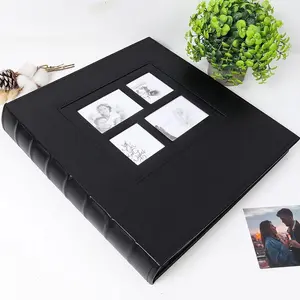 Photo Album 4x6 500 Photos Black Pages Leather Cover Wedding Family Photo Albums Holds 500 Horizontal and Vertical Photos