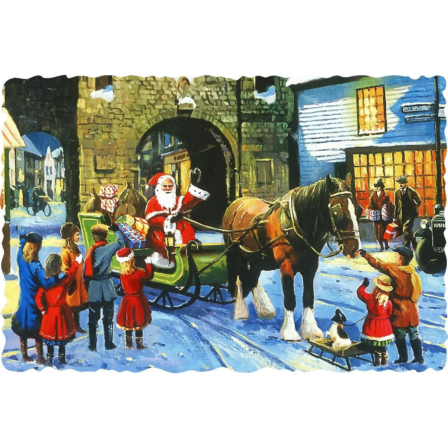 Santa In the Village (50 Piece Mini Christmas Wooden Jigsaw Puzzle)
