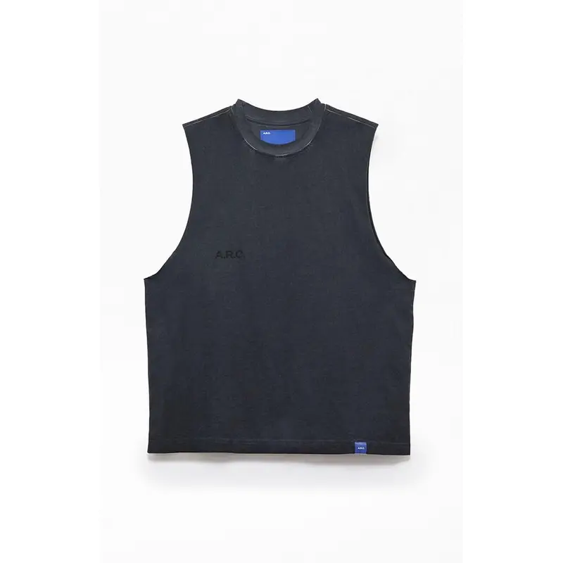 A.R.C. Men's Washed Black Vintage Wash Cut Off Muscle T-Shirt