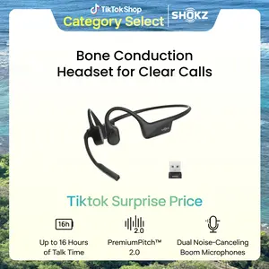 OpenComm2 UC 2025 Upgrade - Open-Ear Wireless Computer Headset with Boom Mic, Bone Conduction Bluetooth Stereo Headphones, USB-A/C Dongle Compatible with PC and Mac, Zoom Certified - C120UC