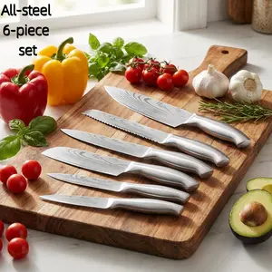 6-Piece 9Cr18 Stainless Steel Kitchen Knife Set, Professional Chef Knives with Full-Tang Handles